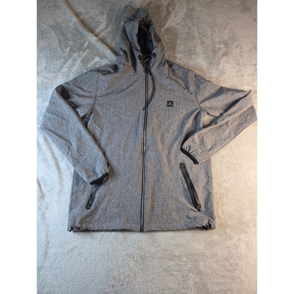 Rip Curl Anti Series Jacket Mens Large Gray Full Zip Hooded Windbreaker